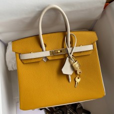 Hermes HSS Birkin 25 Bicolor Bag in Jaune d'or and Craie Epsom Calfskin Hermes HSS Birkin 25 Bicolor Bag in Jaune d'or and Craie Epsom Calfskin