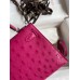 Hermes Kelly Mini II Sellier Handmade Bag In Rose Red Ostrich Leather Hermes Kelly Mini II Sellier Handmade Bag In Rose Red Ostrich Leather