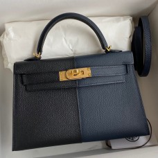 Hermes Kelly Mini II Sellier Tri-color Bag In Black/Blue Indigo/Red Calfskin Hermes Kelly Mini II Sellier Tri-color Bag In Black/Blue Indigo/Red Calfskin