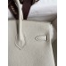 Hermes Birkin 25 Retourne Handmade Bag In Pearl Grey Clemence Leather Hermes Birkin 25 Retourne Handmade Bag In Pearl Grey Clemence Leather