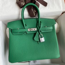 Hermes Birkin 25 Retourne Handmade Bag In Vert Vertigo Clemence Leather Hermes Birkin 25 Retourne Handmade Bag In Vert Vertigo Clemence Leather