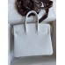 Hermes Birkin 25 Retourne Handmade Bag In White Clemence Leather Hermes Birkin 25 Retourne Handmade Bag In White Clemence Leather