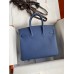 Hermes Birkin 25 Retourne Handmade Bag In Blue Agate Epsom Calfskin Hermes Birkin 25 Retourne Handmade Bag In Blue Agate Epsom Calfskin
