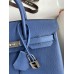 Hermes Birkin 25 Retourne Handmade Bag In Blue Agate Epsom Calfskin Hermes Birkin 25 Retourne Handmade Bag In Blue Agate Epsom Calfskin