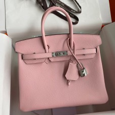 Hermes Birkin 25 Retourne Handmade Bag In Rose Sakura Epsom Calfskin Hermes Birkin 25 Retourne Handmade Bag In Rose Sakura Epsom Calfskin