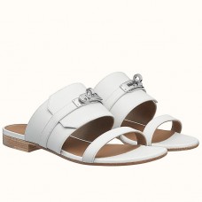Hermes Avenue Sandals In White Calfskin Hermes Avenue Sandals In White Calfskin