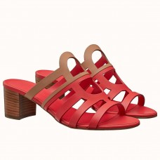 Hermes Celena Sandals 50mm In Red/Brown Calfskin Hermes Celena Sandals 50mm In Red/Brown Calfskin