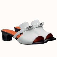 Hermes Candy 40mm Sandals In White Calfskin Hermes Candy 40mm Sandals In White Calfskin