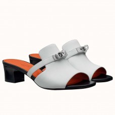 Hermes Candy 40mm Sandals In White Calfskin Hermes Candy 40mm Sandals In White Calfskin