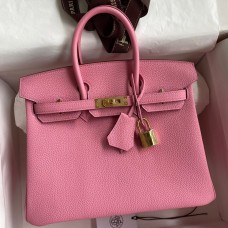 Hermes Birkin 25 Retourne Handmade Bag In Pink Clemence Leather Hermes Birkin 25 Retourne Handmade Bag In Pink Clemence Leather