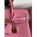 Hermes Birkin 25 Retourne Handmade Bag In Pink Clemence Leather Hermes Birkin 25 Retourne Handmade Bag In Pink Clemence Leather