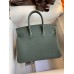Hermes Birkin 25 Retourne Handmade Bag In Vert Amande Clemence Leather Hermes Birkin 25 Retourne Handmade Bag In Vert Amande Clemence Leather
