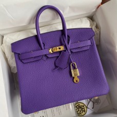 Hermes Birkin 25 Retourne Handmade Bag In Violet Clemence Leather Hermes Birkin 25 Retourne Handmade Bag In Violet Clemence Leather