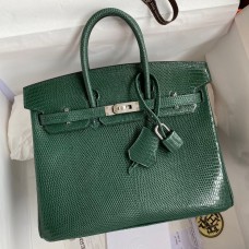 Hermes Birkin 25 Retourne Handmade Bag In Malachite Lizard Leather Hermes Birkin 25 Retourne Handmade Bag In Malachite Lizard Leather