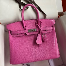 Hermes Birkin 25 Retourne Handmade Bag In Pink Lizard Leather Hermes Birkin 25 Retourne Handmade Bag In Pink Lizard Leather