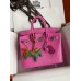 Hermes Birkin 25 Retourne Handmade Bag In Pink Lizard Leather Hermes Birkin 25 Retourne Handmade Bag In Pink Lizard Leather
