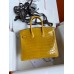Hermes Birkin 25 Handmade Bag In Yellow Crocodile Niloticus Shiny Skin Hermes Birkin 25 Handmade Bag In Yellow Crocodile Niloticus Shiny Skin