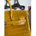 Hermes Birkin 25 Handmade Bag In Yellow Crocodile Niloticus Shiny Skin Hermes Birkin 25 Handmade Bag In Yellow Crocodile Niloticus Shiny Skin
