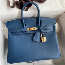 Hermes Birkin 25 Retourne Handmade Bag In Deep Blue Swift Calfskin Hermes Birkin 25 Retourne Handmade Bag In Deep Blue Swift Calfskin