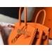 Hermes Birkin 25cm Bag In Orange Clemence Leather GHW Hermes Birkin 25cm Bag In Orange Clemence Leather GHW