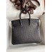 Hermes Birkin 25 Retourne Handmade Bag In Black Ostrich Leather Hermes Birkin 25 Retourne Handmade Bag In Black Ostrich Leather