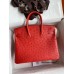 Hermes Birkin 25 Retourne Handmade Bag In Red Ostrich Leather Hermes Birkin 25 Retourne Handmade Bag In Red Ostrich Leather