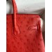 Hermes Birkin 25 Retourne Handmade Bag In Red Ostrich Leather Hermes Birkin 25 Retourne Handmade Bag In Red Ostrich Leather