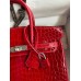 Hermes Birkin 25 Handmade Bag In Red Crocodile Porosus Shiny Skin Hermes Birkin 25 Handmade Bag In Red Crocodile Porosus Shiny Skin