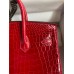 Hermes Birkin 25 Handmade Bag In Red Crocodile Porosus Shiny Skin Hermes Birkin 25 Handmade Bag In Red Crocodile Porosus Shiny Skin