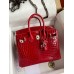 Hermes Birkin 25 Handmade Bag In Red Crocodile Porosus Shiny Skin Hermes Birkin 25 Handmade Bag In Red Crocodile Porosus Shiny Skin