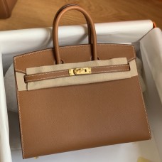 Hermes Birkin 25 Sellier Handmade Bag In Gold Epsom Calfskin Hermes Birkin 25 Sellier Handmade Bag In Gold Epsom Calfskin