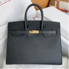 Hermes Birkin 25 Sellier Handmade Bag In Black Epsom Calfskin Hermes Birkin 25 Sellier Handmade Bag In Black Epsom Calfskin