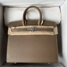 Hermes Birkin 25 Sellier Handmade Bag In Taupe Epsom Calfskin Hermes Birkin 25 Sellier Handmade Bag In Taupe Epsom Calfskin