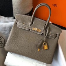 Hermes Birkin 25cm Bag In Taupe Clemence Leather GHW Hermes Birkin 25cm Bag In Taupe Clemence Leather GHW