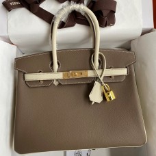 Hermes HSS Birkin 30 Bicolor Bag in Taupe and Craie Epsom Calfskin Hermes HSS Birkin 30 Bicolor Bag in Taupe and Craie Epsom Calfskin