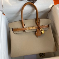 Hermes HSS Birkin 30 Bicolor Bag in Trench and Gold Epsom Calfskin Hermes HSS Birkin 30 Bicolor Bag in Trench and Gold Epsom Calfskin