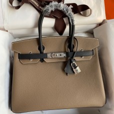 Hermes HSS Birkin 30 Bicolor Bag in Taupe and Black Epsom Calfskin Hermes HSS Birkin 30 Bicolor Bag in Taupe and Black Epsom Calfskin