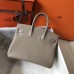 Hermes Birkin 25cm Bag In Tourterelle Clemence Leather GHW Hermes Birkin 25cm Bag In Tourterelle Clemence Leather GHW