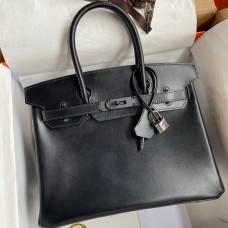 Hermes Birkin 30 Retourne Handmade Bag In Black Box Calfskin Hermes Birkin 30 Retourne Handmade Bag In Black Box Calfskin