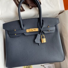 Hermes Birkin 30 Retourne Handmade Bag In Blue Nuit Epsom Calfskin Hermes Birkin 30 Retourne Handmade Bag In Blue Nuit Epsom Calfskin