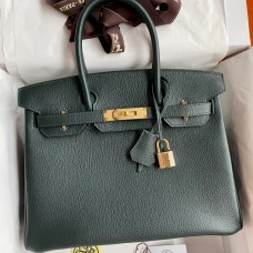 Hermes Birkin 30 Retourne Handmade Bag In Vert Cypres Chevre Mysore Leather Hermes Birkin 30 Retourne Handmade Bag In Vert Cypres Chevre Mysore Leather