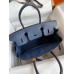 Hermes Birkin 30 Retourne Handmade Bag In Blue Saphir Clemence Leather Hermes Birkin 30 Retourne Handmade Bag In Blue Saphir Clemence Leather