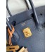 Hermes Birkin 30 Retourne Handmade Bag In Blue Saphir Clemence Leather Hermes Birkin 30 Retourne Handmade Bag In Blue Saphir Clemence Leather