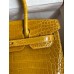 Hermes Birkin 30 Handmade Bag In Jaune Ambre Crocodile Niloticus Shiny Skin