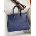 Hermes Birkin 30 Retourne Handmade Bag In Blue Iris Ostrich Leather Hermes Birkin 30 Retourne Handmade Bag In Blue Iris Ostrich Leather
