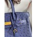 Hermes Birkin 30 Retourne Handmade Bag In Blue Iris Ostrich Leather Hermes Birkin 30 Retourne Handmade Bag In Blue Iris Ostrich Leather