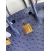 Hermes Birkin 30 Retourne Handmade Bag In Blue Iris Ostrich Leather Hermes Birkin 30 Retourne Handmade Bag In Blue Iris Ostrich Leather