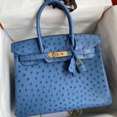 Hermes Birkin 30 Retourne Handmade Bag In Mykonos Ostrich Leather Hermes Birkin 30 Retourne Handmade Bag In Mykonos Ostrich Leather