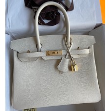 Hermes Birkin 30 Retourne Handmade Bag In Nata Clemence Leather Hermes Birkin 30 Retourne Handmade Bag In Nata Clemence Leather