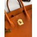Hermes Birkin 30 Retourne Handmade Bag In Orange Clemence Leather Hermes Birkin 30 Retourne Handmade Bag In Orange Clemence Leather